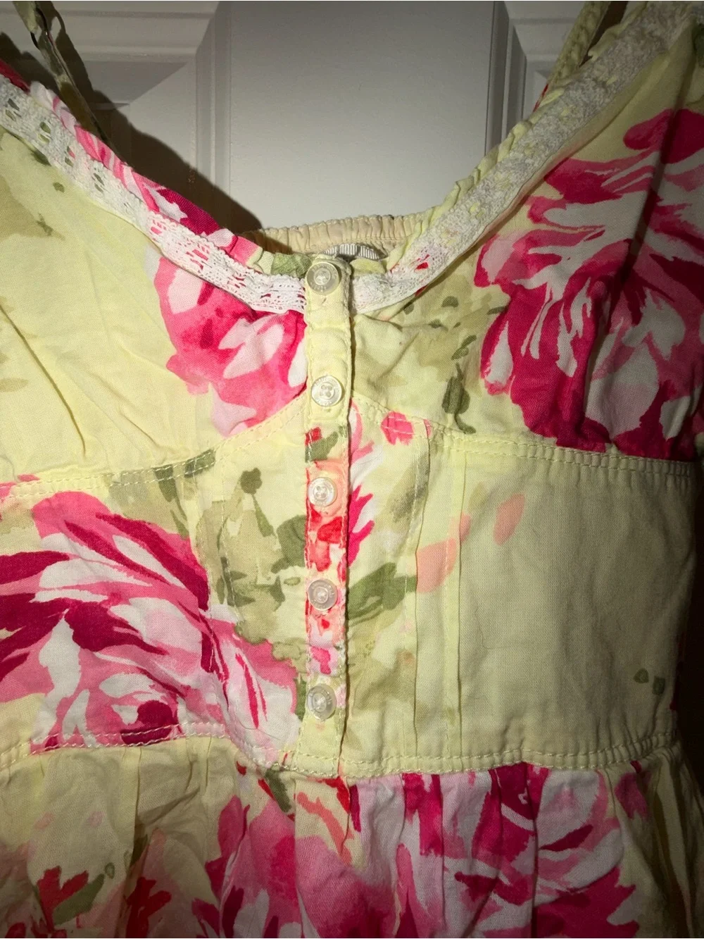 Abercrombie Kids Yellow Mini sun Dress with Pink Rose Print 14 XL